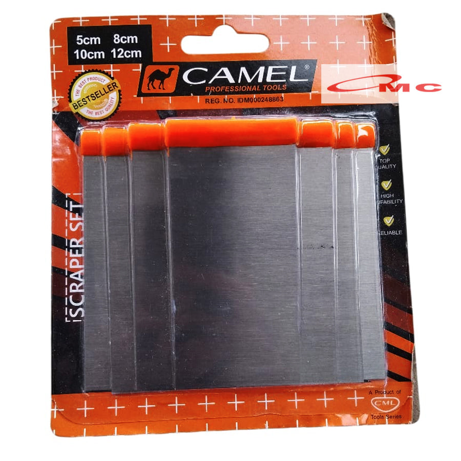 Kape 1 Set Isi 4 Pcs Scraper Scrub Skrap Scrap Plat Besi Dempul Camel 5cm 8cm 10cm 12cm KAPE-SET-CML
