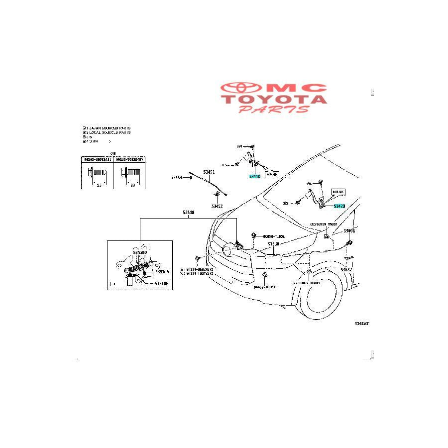 Engsel Kap Cup Motor Depan Kanan Kiri Innova Reborn Original Toyota 53410-0K180 / 53420-0K180 Engsel Kap Mesin Inova Reabon