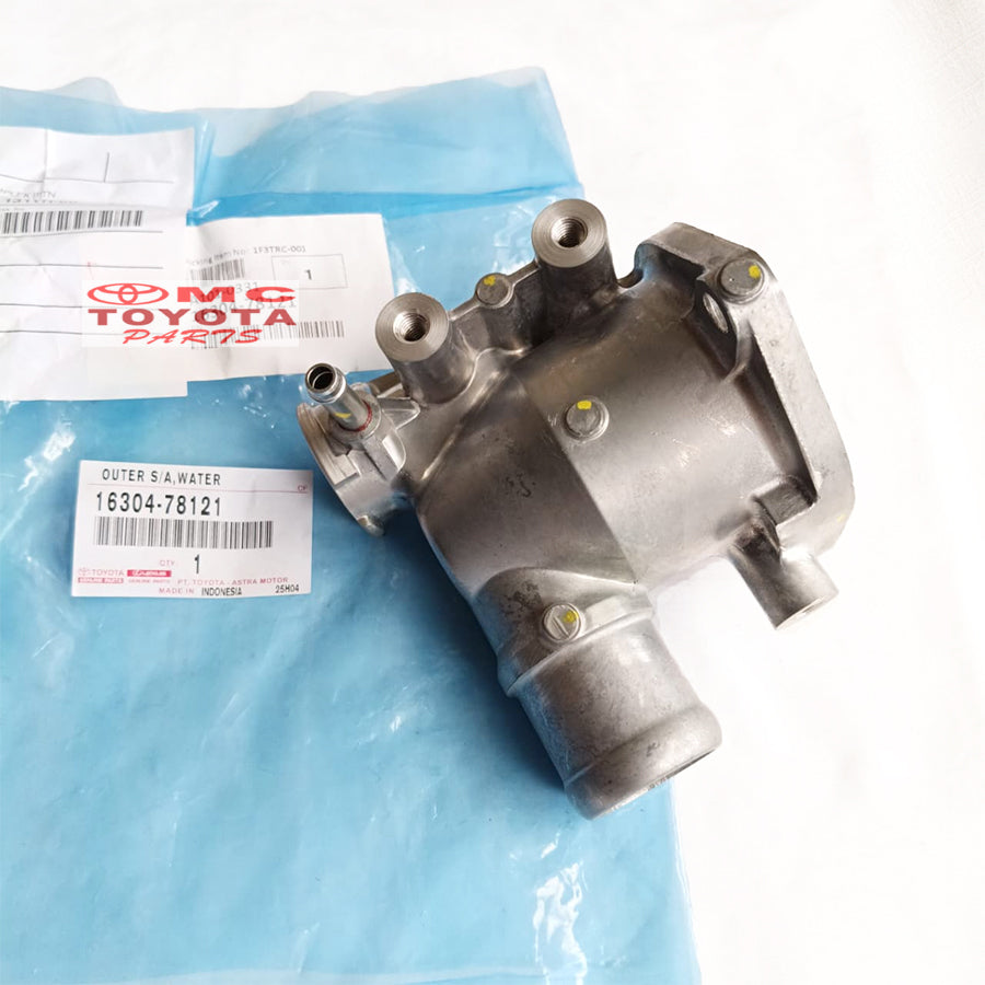 Water Outlet Rumah Thermostat Dyna Saurus Hino Dutro 110 115 125 130 HT Original Toyota 16304-78121 Cover Tutup Rumah Thermostat Termostat Outer Housing Water Outlet Radiator Dynasaurus