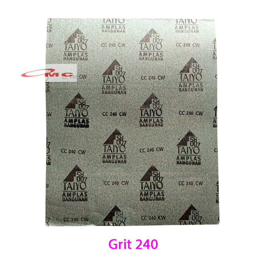 Amplas Ampelas Taiyo Abrasive Paper Asli SH 007 SH007 Grit Grid 60 80 100 120 150 180 220 240 280 500 Amplas Duco Taiyo Amplas Waterproof Duco Bangunan Amril Lembaran Lembar Taiyo SH-007