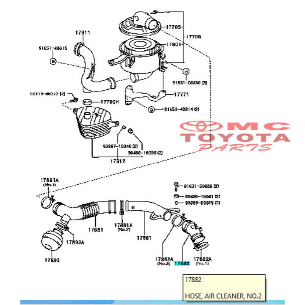 Selang Hawa Selang Filter Udara Kijang Kapsul Kijang Efi 2000cc Krista 2.0 Original Toyota 17882-75090 Hose Air Cleaner