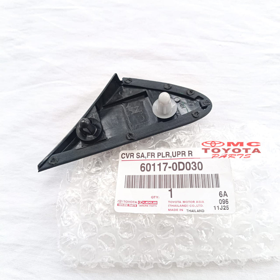 Cover Pilar Segitiga Spion Bagian Luar Sebelah Kanan Vios Old 2002-2007 Gen1 Original Toyota 60117-0D030 Cover Spion Pojok Garnish Tutup Pilar Segitiga Luar Spion Ori