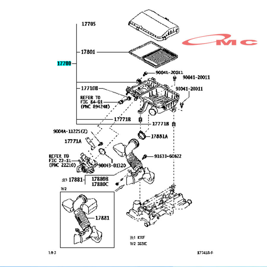 Box Rumah Filter Udara + Saringan + Sensor Air Flow Grand Avanza Xenia New Rush Terios Dual VVTI Original 17700-BZ170-001