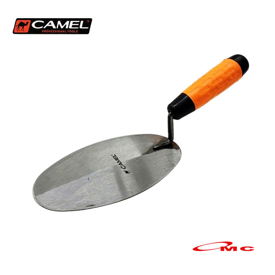 Camel Sendok Semen Bulat Oval 6" Inch Gagang Karet Anti Slip Sendok Acian Alat Adukan Semen Pasir Cetok Tembok Sekop Skop Tanah Plat Baja Sendok Semen Bulat Camel 6 in inch