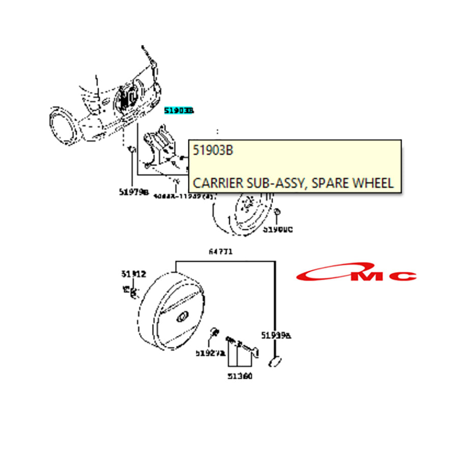 Bracket Gantungan Besi Dudukan Ban Serep Rush Terios 2006 -2015 Konde 51903-BZ040 Original Toyota Breket Ban Serep