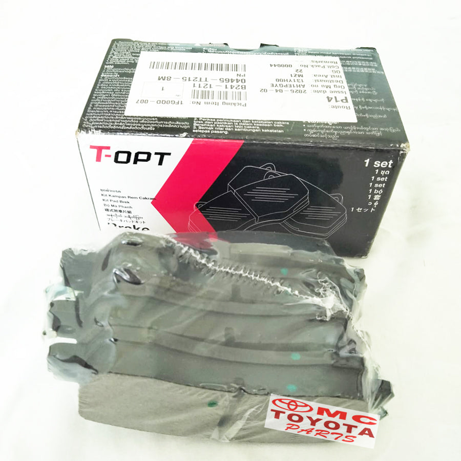 Brake Pad Kampas Rem Depan AGYA WIGO 2023 Asli ORI Original T-OPT 04465-TT215-8M Genuine Part