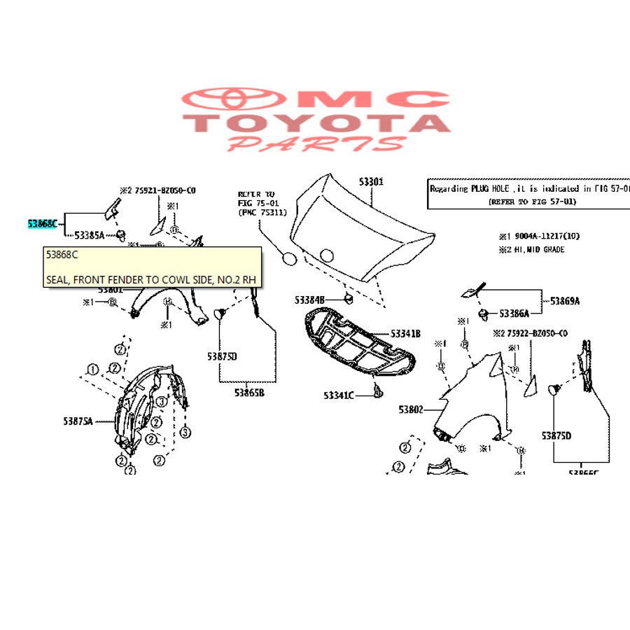 Cover Hood Hinge Karet samping Kap Mesin Kanan Agya Ayla 53445-BZ032