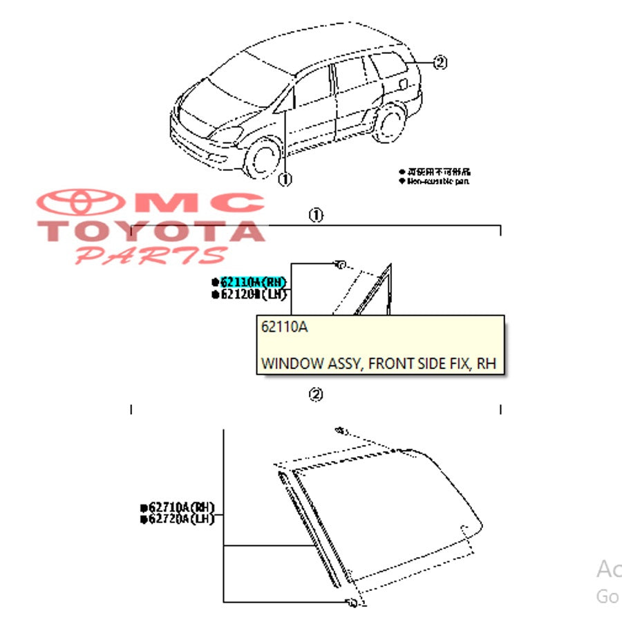 Kaca Segitiga Depan Kanan Kijang Innova 62110-0K010