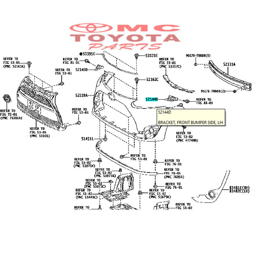 Support Bracket Breket Bumper Depan Kiri Sienta 52144-0D120