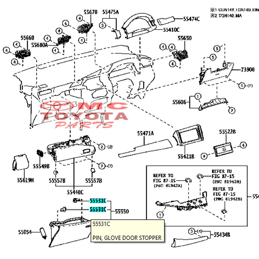 Kancing Laci Bawah Innova Reborn Fortuner Hilux New 55531-KK030