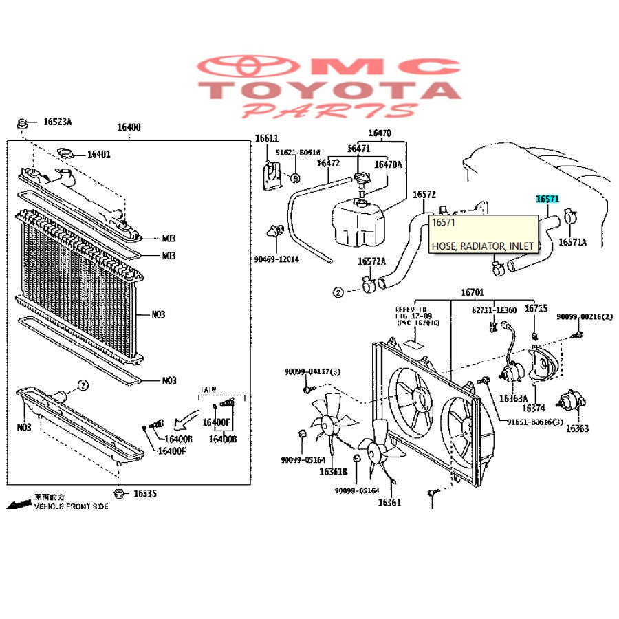 Selang Radiator Atas Camry 2400Cc ACV30 16571-0H050