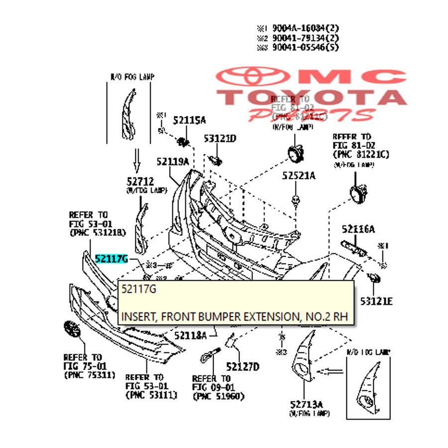 Tutup Cover Extension Bumper Depan Kanan Calya Sigra 52715-BZ050