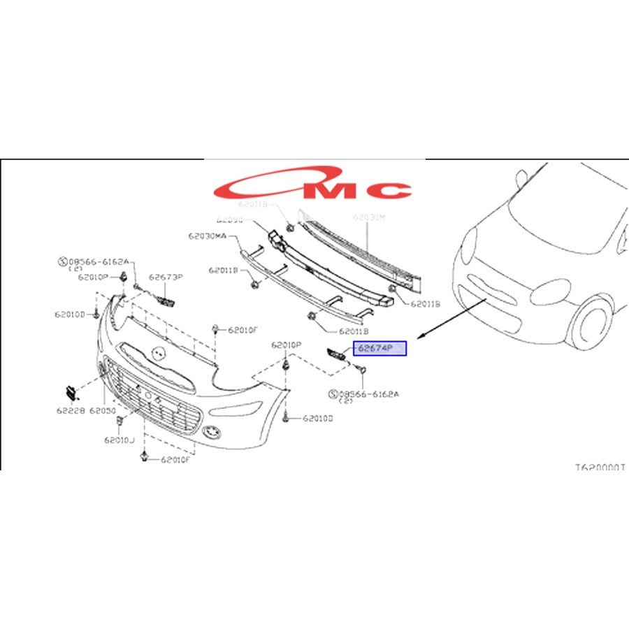 Support Bracket Breket Bumper Depan Kiri Nissan March K13 62225-1HH0A