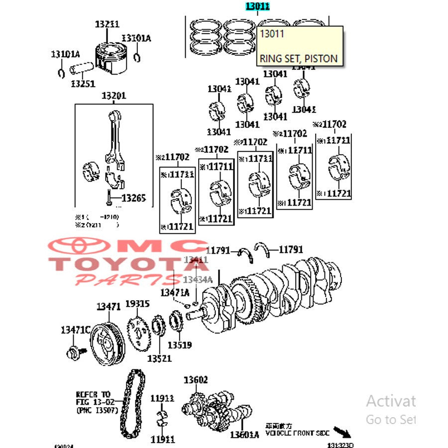 Ring Seher Ring Set Piston Alphard Vellfire Camry Rav4 13011-28161