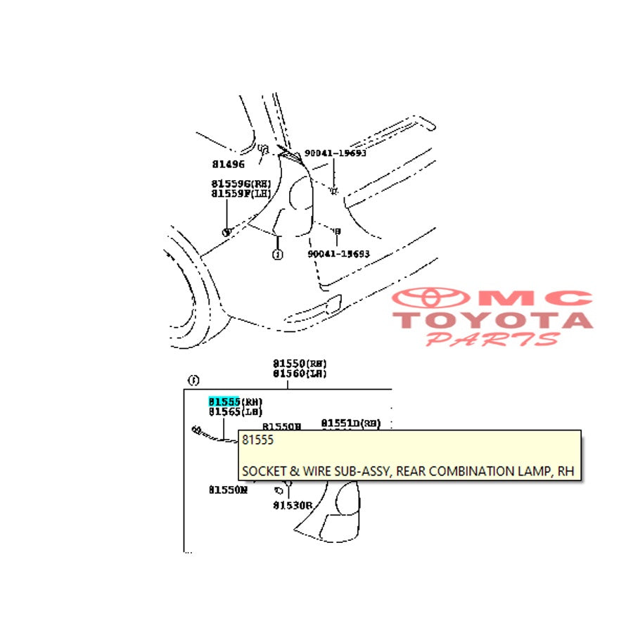Kabel Socket Lampu Stop Belakang Kanan Avanza Xenia Grand AllNew 81555-BZ190
