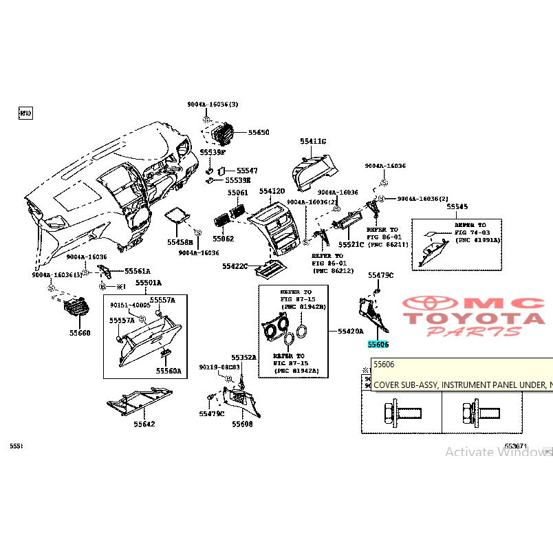 Panel Dashboard Bawah Kanan Samping Konsol Box Avanza Xenia Grand 55641-BZ170-C0