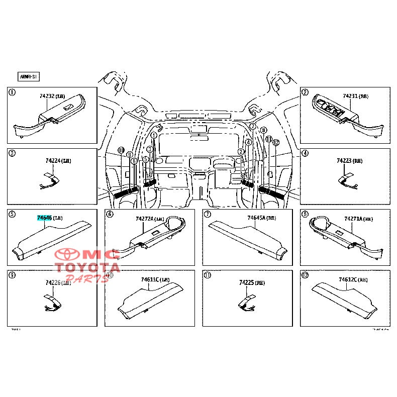 Cover Panel Assist Grip Pintu Depan Kiri Rush Terios 74646-BZ100-E0