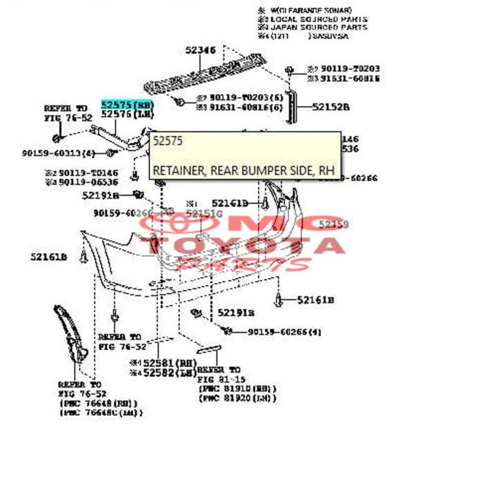 Support Bracket Breket Bumper Belakang Kanan Yaris 52575-52111